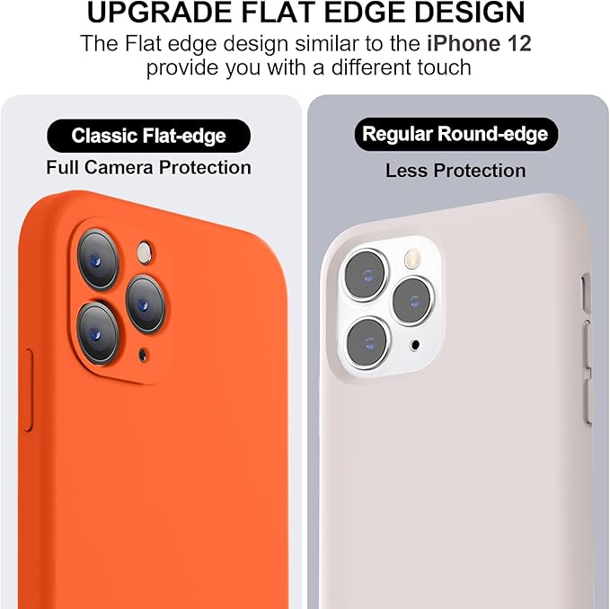 Vooii Compatible with iPhone 11 Pro Case, Upgraded Liquid Silicone with [Flat Edges] [Camera Protection] [Soft Anti-Scratch Microfiber Lining] Phone Case for iPhone 11 Pro 5.8 inch - Neon Orange