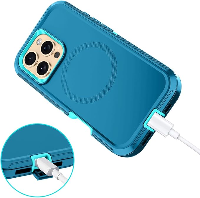 for iPhone 16 Pro Max Case [Compatible with MagSafe] Shockproof 3-Layer Full Body Protection [Without Screen Protector] Rugged Heavy Duty Cover Case for Apple iPhone 16 Pro Max 6.9",Turquoise