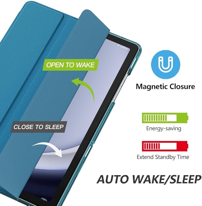 MoKo Case for Galaxy Tab A9+/A9 Plus 11 inch 2023, Slim Stand Protective Smart Cover with Hard PC Translucent Back Shell for Tab A9 Plus Tablet (SM-X210/X216/X218), Auto Wake/Sleep, Peacock Blue