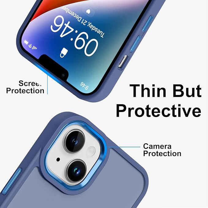 ZIYE Blue Case for iPhone 14 Case with Stand [Compatible with MagSafe] Slim Heavy Duty Protection Military Grade Shockproof Magnetic Cover with 360 Rotatable Ring Kickstand for Women Men