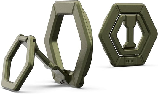 URBAN ARMOR GEAR UAG Magnetic Phone Ring Stand Compatible with MagSafe Magnet, Removable Metal Finger Ring Grip & 360 Rotation Adjustable Kickstand for iPhone 17, Galaxy S25, Olive Drab