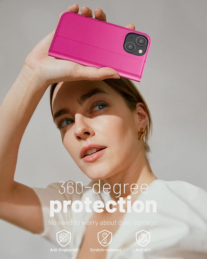 OCASE Compatible with iPhone 14 Wallet Case, PU Leather Flip Folio Case with Card Holders RFID Blocking Kickstand [Shockproof TPU Inner Shell] Phone Cover 6.1 Inch 2022 (Rose)