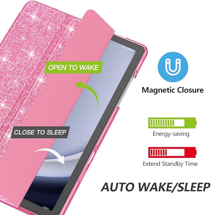 MoKo Case for Galaxy Tab A9+ 11 inch 2023, Slim Stand Protective Smart Cover with Hard PC Translucent Back Shell for Tab A9 Plus Tablet (SM-X210/X216/X218), Auto Wake/Sleep, Shiny Pink