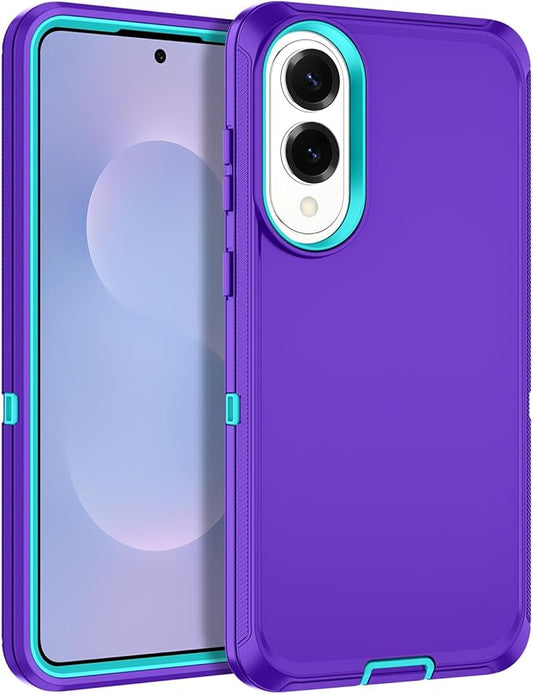 for Samsung Galaxy S25 Edge Case Heavy Duty Protective Shockproof Dropproof 3-Layer Full Body Protection [Without Screen Protector] Tough Rugged Case for Galaxy S25 Edge,Purple/Green