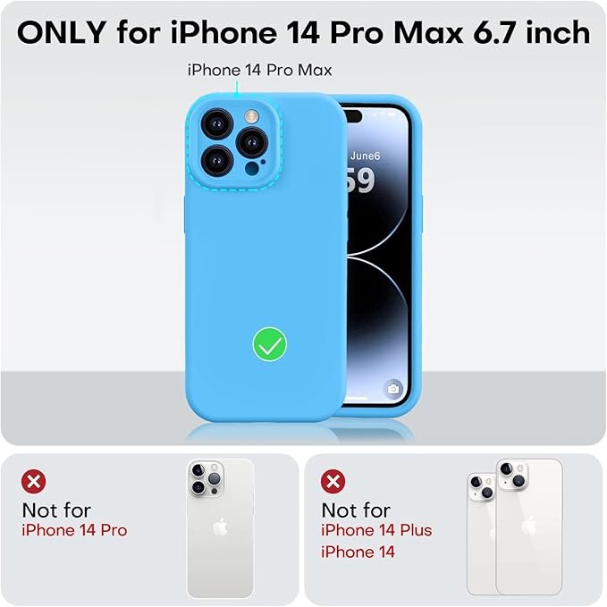 Vooii Compatible with iPhone 14 Pro Max Case, Liquid Silicone Upgrade [Camera Protection] [Soft Anti-Scratch Microfiber Lining] Shockproof Phone Case for iPhone 14 Pro Max 6.7 inch - Blue