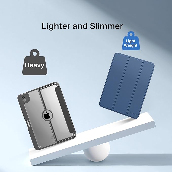 MoKo for iPad (A16) 11th Generation Case 11 Inch 2025, iPad 10th Gen Case 10.9 Inch 2022 with Pencil Holder, Slim Light Trifold Protective Cover with Hard PC Translucent Back Shell,Dark Sea Blue