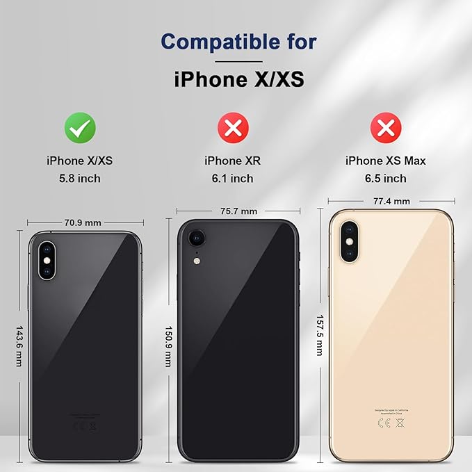 Jasonyu Flip Wallet Case for iPhone X/XS,Leather Magnetic Folio Cover with Card Holder,Kickstand - TPU Shockproof Durable Protective Phone Case,Blue