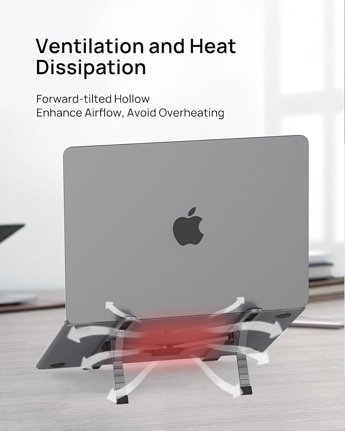 SODI [Innovative Compact] Foldable Laptop Stand for Desk, Lightweight Portable Laptop Stand for Business Trip, Library, Cafe, 6 Level Height Ergonomic Aluminum Computer Stand for MacBook 10-16"