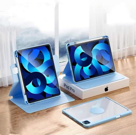 Vertical Case for iPad Air 11 Inch (M3/M2)/Air 5th/4th Generation, Magnetic Case for iPad Air 7th/6th Gen with Pencil Holder,It can Hold Keyboard,Rotatable Detachable Smart Cover (Blue)