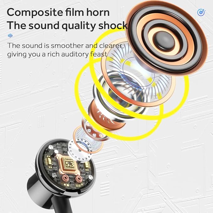 Wireless Waterproof Sports Earphones with 100 Hours of Playback time, Bluetooth Earphones with Microphone, in Ear Noise Reduction, Used for Gym Running and Exercise (Y10)