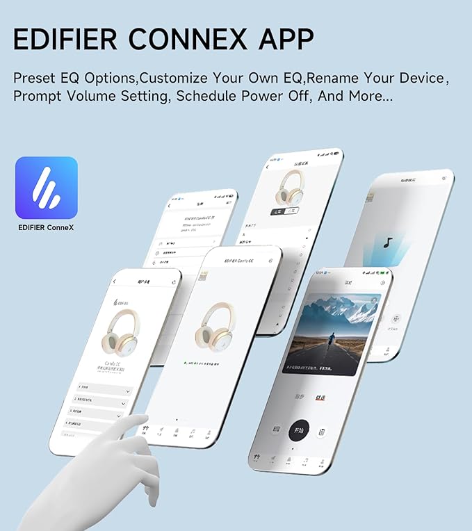 Atom Max - Hybrid Active Noise Cancelling Headphones, Hi-Res Audio, Wireless Over-Ear, Foldable, 45H Playtime, Fast Charging, Customize via an App, Bluetooth v5.4, ANC Headphones, White