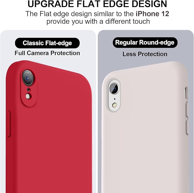 Vooii Compatible with iPhone XR Case, Upgraded Liquid Silicone with [Flat Edges] [Camera Protection] [Soft Anti-Scratch Microfiber Lining] Phone Case for iPhone 10 XR 6.1 inch - Red