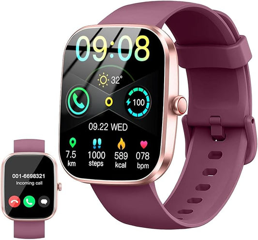 Smart Watch(Answer/Make Call), 1.91" Smartwatch for Men Women, 2025 New Fitness Watch with 110+ Sport Modes, Fitness Activity Tracke with Pedometer/Sleep Monitor/Heart Rate/IP68 Waterproof, Wine Red