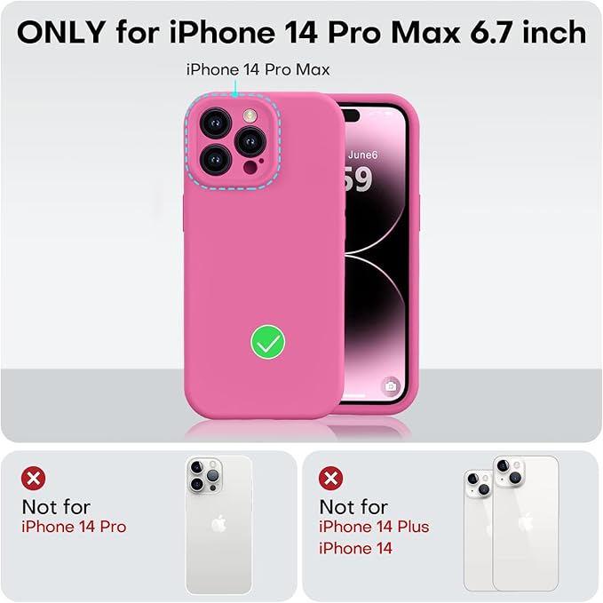 Vooii Compatible with iPhone 14 Pro Max Case, Liquid Silicone Upgrade [Camera Protection] [Soft Anti-Scratch Microfiber Lining] Shockproof Phone Case for iPhone 14 Pro Max 6.7 inch - Pitaya