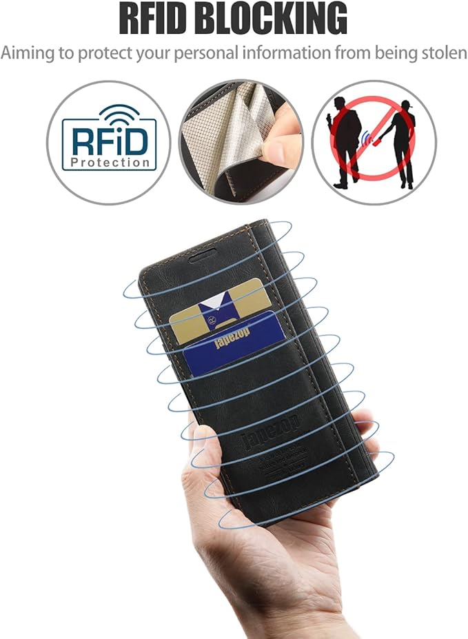 japezop Compatible with iPhone 14 Pro Max Wallet Case with [RFID Blocking] Card Holder Kickstand Magnetic,Leather Flip Case Wallet for iPhone 14 Pro Max 5G 6.7 Inch (Black)