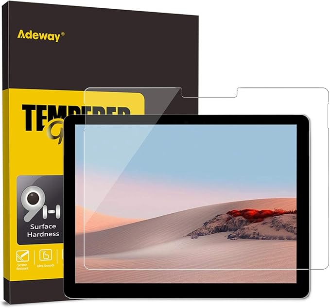 Adeway Glass Screen protector for Microsoft Surface Go 4/3/2/1 10.5 Inch, 9H/ Ultra Sensitive/One Touch Installation, Also Compatible for Surface Go 1/2/3 (2018/2020/2021)
