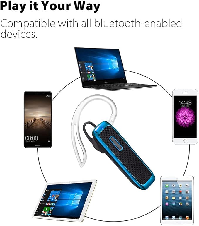 Bluetooth Headset, Wireless Bluetooth Earpiece w/ 18 Hours Playtime and Noise Cancelling Mic,Ultralight Earbud Headphone Hands-Free Calls for iPhone Tablet Samsung Android Cell Phones Truck Driver