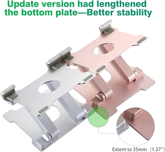 KABCON Tablet Stand,【Updated】 Adjustable Eye-Level Aluminum Solid Desktop Stand Holder,Compatible with iPad Series,Microsoft Surface Series,Samsung,Kindle Fire,Etc.Up to 15'' Tablets-Pink