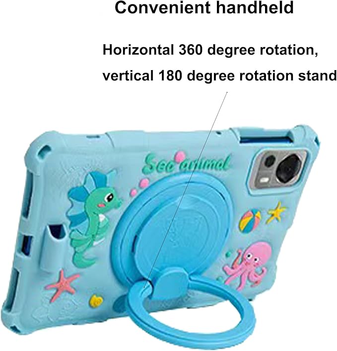 Tablet Case for ALLDOCUBE iPlay 50 Mini/60 Mini/DOOGEE T20 Mini/TCL/Samsung Galaxy Tab A 8.4 inch Soft Anti-Stress Silicone Case with Rotate Stand/Pencil Holder/Shoulder Strap/Pen (Sky Blue)