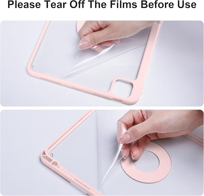 Case for iPad Air 13 Inch M3/M2 2025/2024, iPad Pro 12.9 Inch 6th/5th Generation 2022/2021 with Pencil Holder, Vertical Stand, Detachable Magnetic Trifold Stand Case,Auto Wake/Sleep, Pink