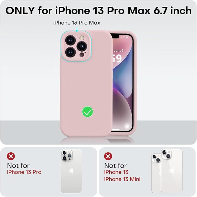 Vooii Compatible with iPhone 13 Pro Max Case, Liquid Silicone Upgrade [Camera Protection] [Soft Anti-Scratch Microfiber Lining] Shockproof Phone Case for iPhone 13 Pro Max 6.7 inch - Pink Sand