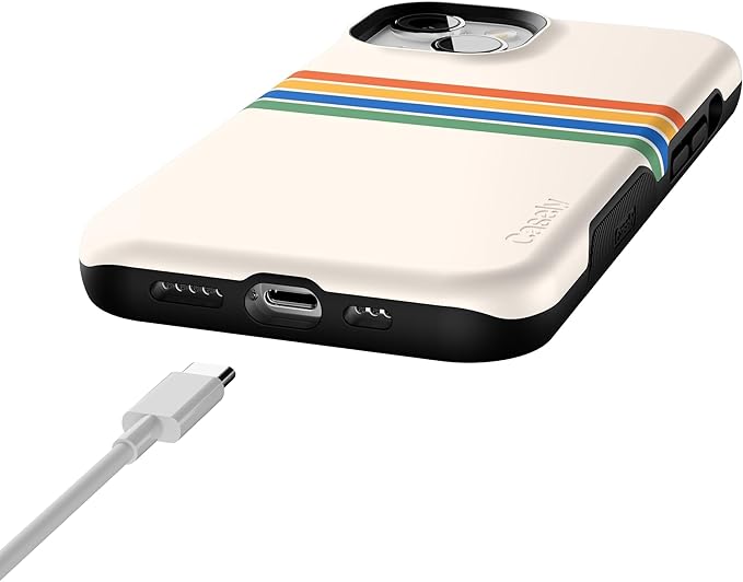 Casely iPhone 14 Case | Totally Groovy | Rainbow Stripes Colorblock | Compatible with MagSafe | Bold Protective Design