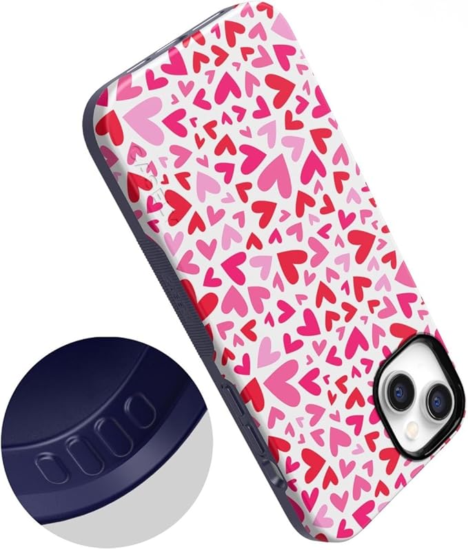 Casely iPhone 14 Case | XOXO | Pink Candy Hearts | Compatible with MagSafe | Bold Protective Design