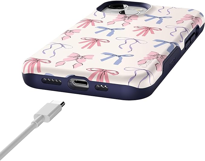Casely iPhone 14 Case | Coquette Girlie | Pastel Bows | Compatible with MagSafe | Bold Protective Design