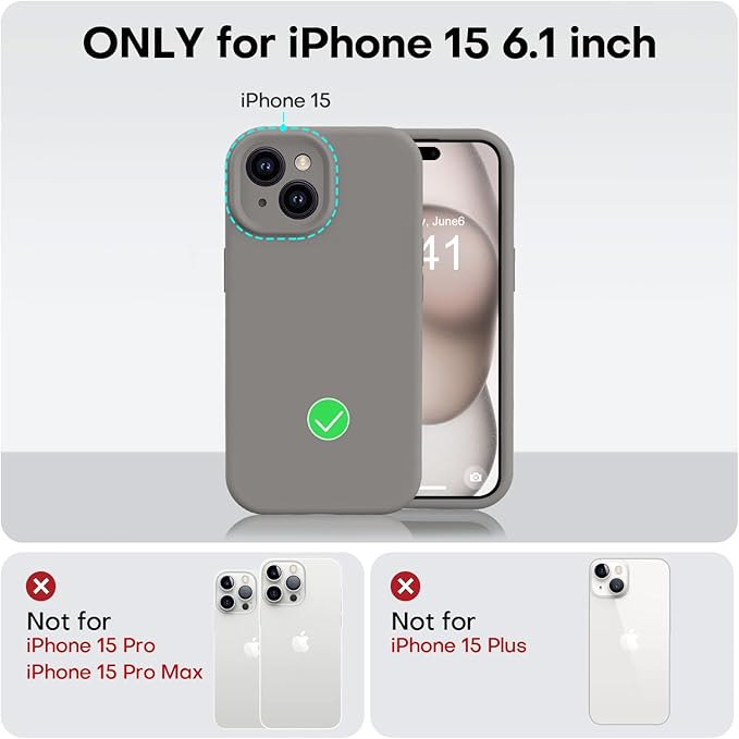 Vooii Compatible with iPhone 15 Case, Upgrade Defender Liquid Silicone, [Enhanced Camera Protection] [Soft Anti-Scratch Microfiber Lining] Shockproof Phone Case for iPhone 15 - Natural Titanium