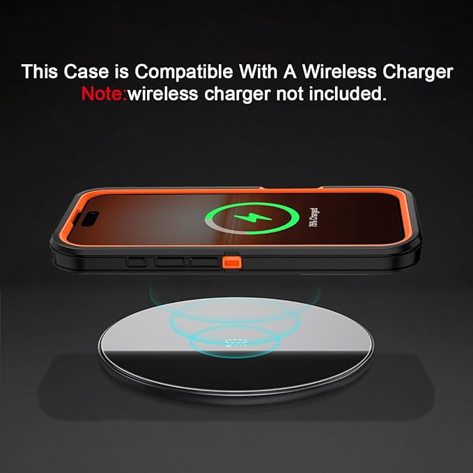 for iPhone 17 Case Shockproof Dust/Drop Proof 3-Layer Full Body Protection [Without Screen Protector] Rugged Heavy Duty Cover Case for Apple iPhone 17 6.3" 2025,Black/Orange