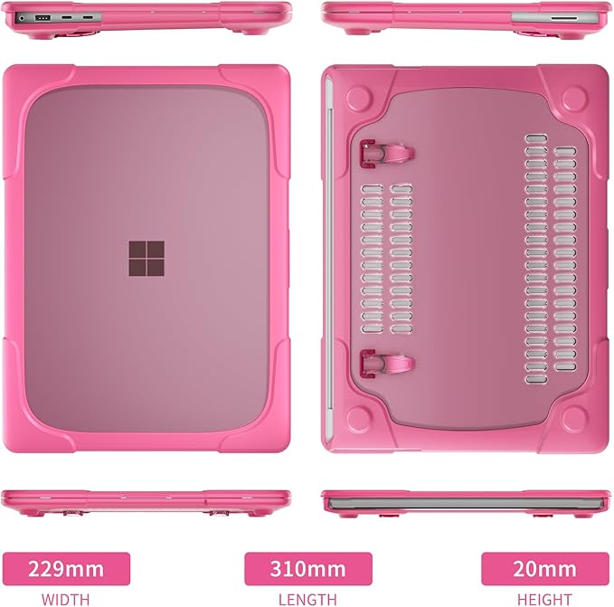 Batianda Heavy Duty Case for 13.8 inch Microsoft Surface Laptop 2024 (7th Edition) with Fold Kickstand Includes Keyboard Cover Screen Protector - Shockproof Stylish & Durable Protective Cover, Pink