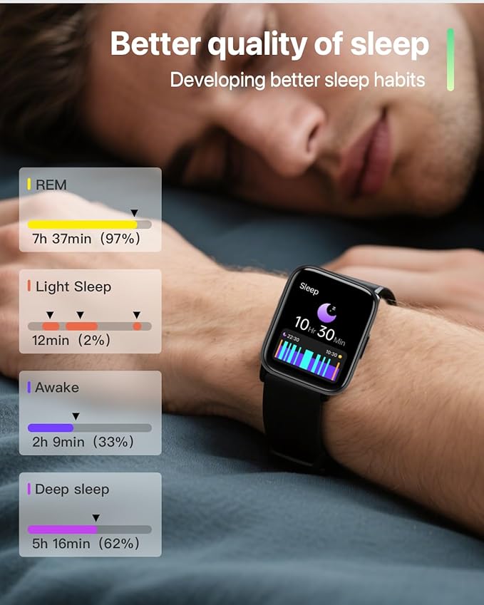 Smart Watches for Men Women - 1.83" HD Dynamic Dial 2025 Fitness Tracker with 100 Sports Modes, Heart Rate/Sleep Monitor, IP68 Waterproof, Bluetooth Call & Music Control for iPhone/Android