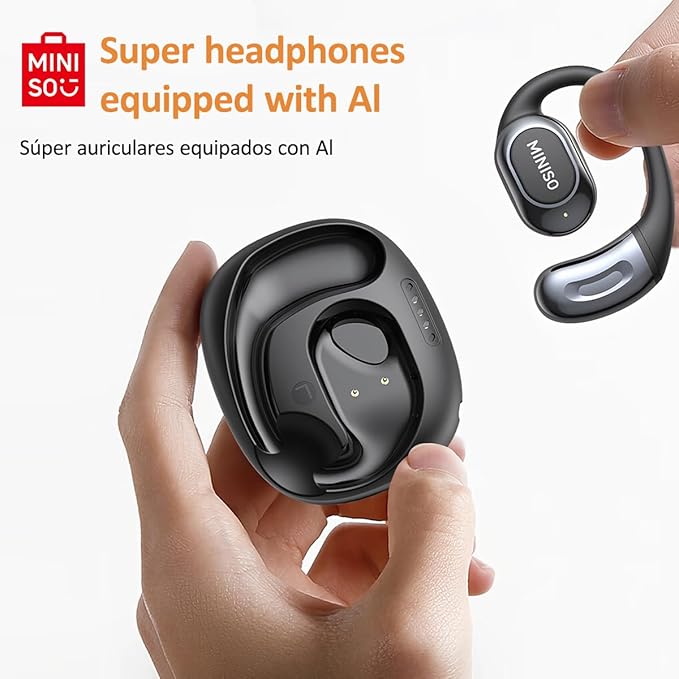 MINISO Al Translation True Wireless OWS Headphones MS156, Support 135 Languages Bluetooth Open Ear Earphones, Long Battery Life HiFi Stereo Sound Wireless Earhooks Headset for Sport