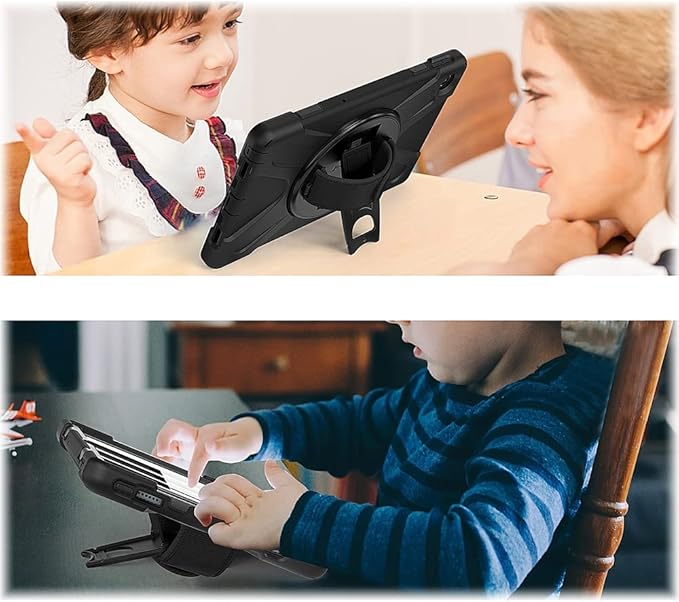 SaharaCase - Protection Hand Strap Series Case for Lenovo Tab M10 Plus (3rd Gen) [Shockproof Bumper] Rugged Full Screen Protection Integrated Kickstand Antislip Cover - Black