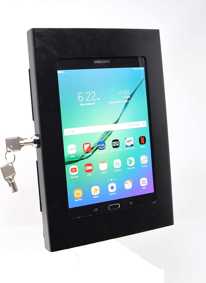 TABcare Locking Anti-Theft Metal Case for Samsung Galaxy TAB 8.7" Tablet for Kiosk, POS, Store, Show Display, Time Clock (TAB A7 Lite SM-T220, Black)