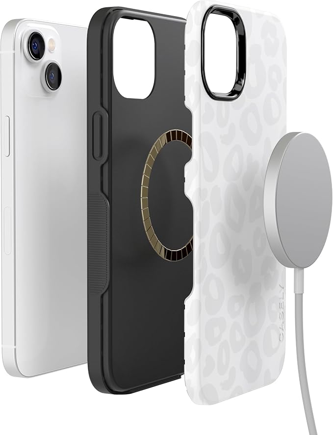 Casely iPhone 14 Case | White Snow Leopard | Into The Wild | Compatible with MagSafe | Bold Protective Design