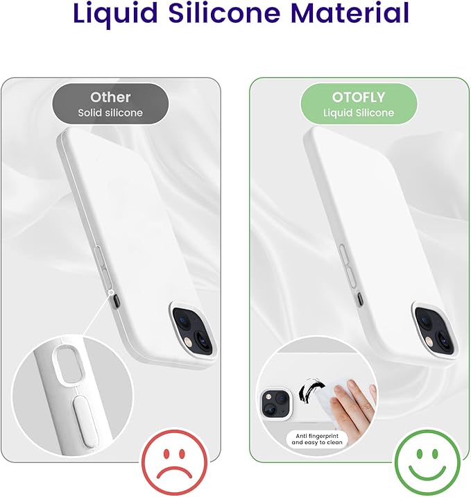 OTOFLY Designed for iPhone 14 Case, Silicone Shockproof Slim Thin Phone Case for iPhone 14 6.1 inch (White)
