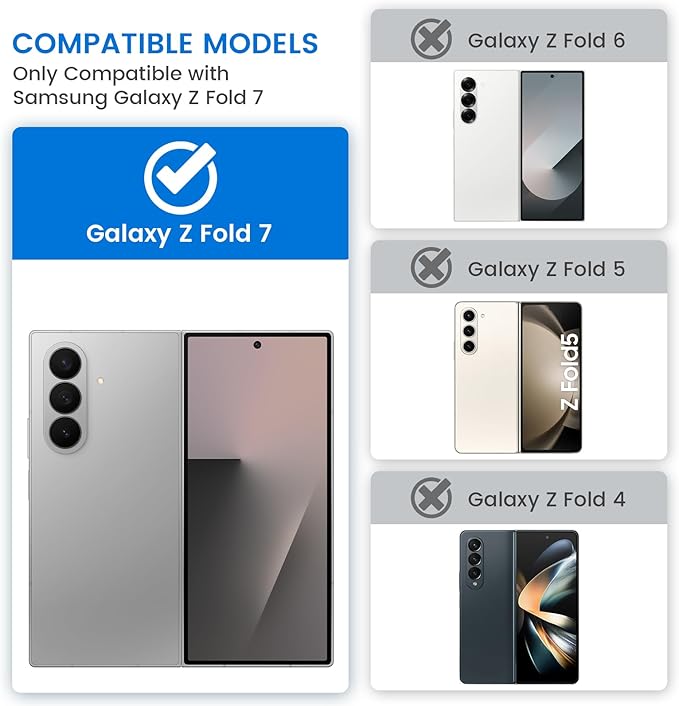 VEGO for Galaxy Z Fold 7 Case with Kickstand, Hinge Protection & Belt Clip Holster & Front Screen Protector & Slide Camera Cover Magnetic Kickstand Case for Samsung Galaxy Z Fold 7 5G - Blue