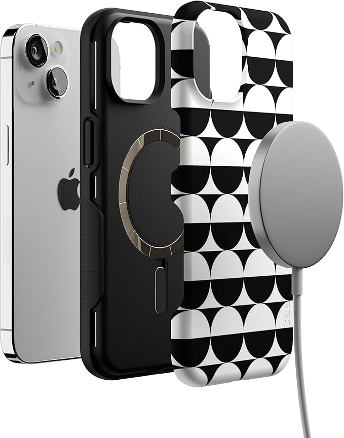 Casely iPhone 14 Case | Half Moon | High Contrast Design | Compatible with MagSafe | Bold Protective Design