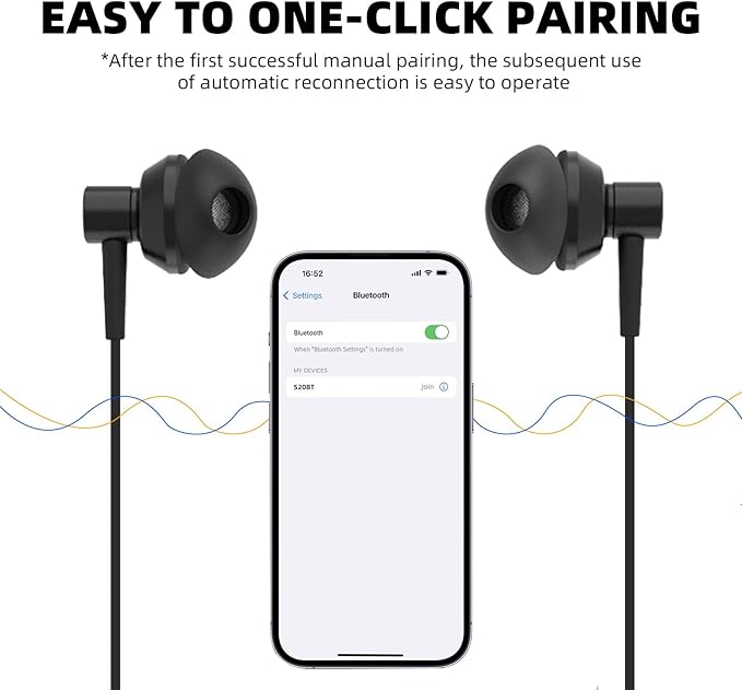 SoundMAGIC S20BT Neckband Bluetooth Headphones Wireless Earphones HiFi Stereo in Ear Headset with Microphone Lightweight Sports Earbuds Long Playtime Stable Connection Black