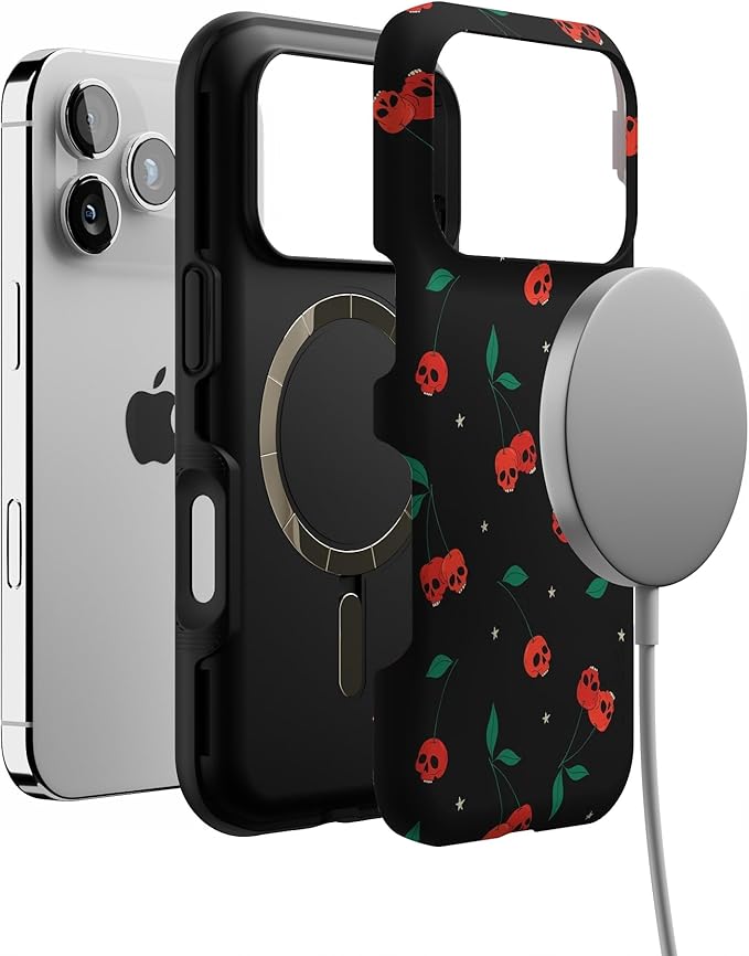 Casely iPhone 17 Pro Case | Sweet Revenge | Cherry Skulls | Bold Protective Design | Compatible with MagSafe