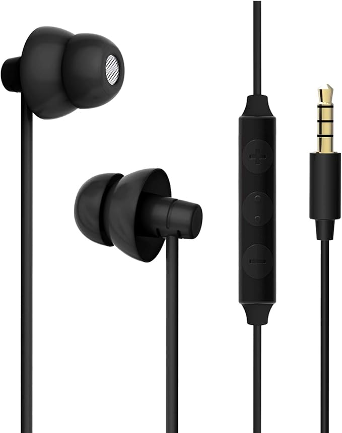 Sleep Headphones, MAXROCK Ultra Soft Comfortable In-ear Earphones w Mic and Volume Control Sound Blocking Earplugs Earbuds for Sleeping, Snoring, Bedtime, Relaxation, Air Travel, Insomnia & Meditation
