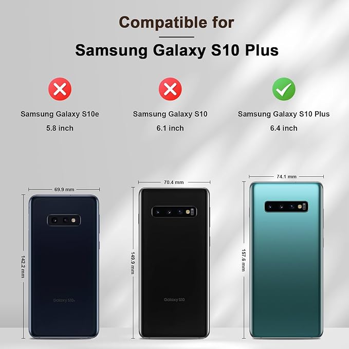 Jasonyu Flip Wallet Case for Samsung Galaxy S10 Plus,Leather Magnetic Folio Cover with Card Holder,Kickstand - TPU Shockproof Durable Protective Phone Case,Brown