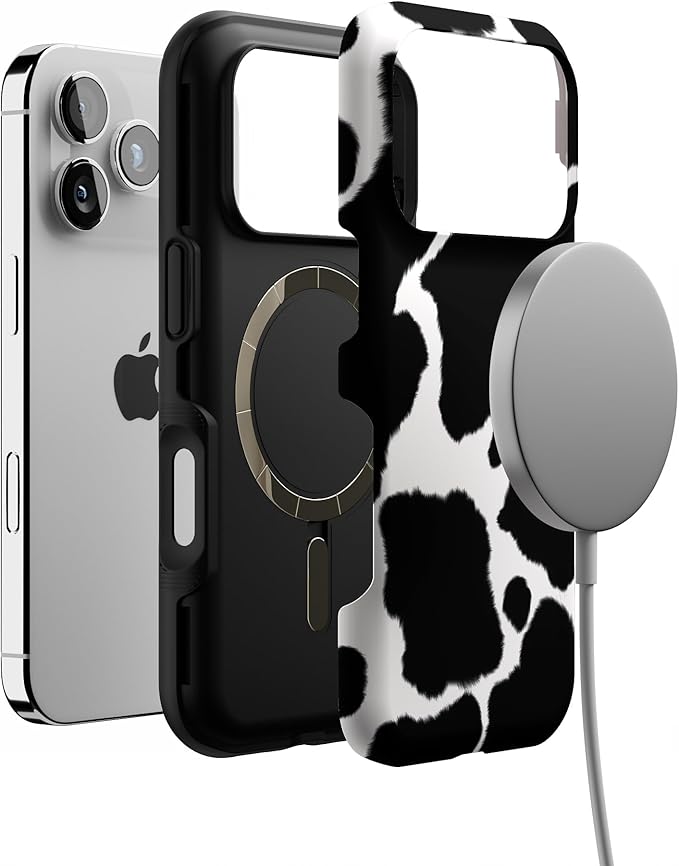 Casely iPhone 17 Pro Case | Current Mood | Cow Print | Bold Protective Design | Compatible with MagSafe