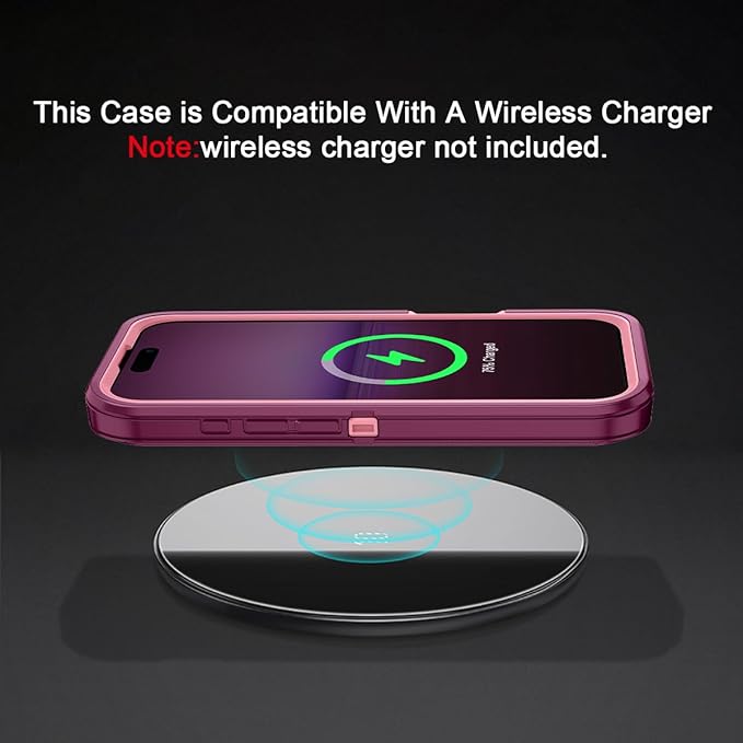 for iPhone 16 Pro Case Shockproof Dust/Drop Proof 3-Layer Full Body Protection [Without Screen Protector] Rugged Heavy Duty Cover Case for Apple iPhone 16 Pro 6.3" 2024,Purple/Pink