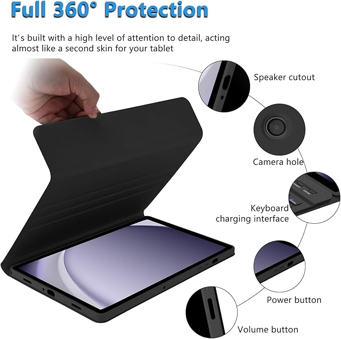 MMK Galaxy Tab A9 Plus Case with Keyboard, Samsung A9 Plus Tablet Case Keyboard (11" 2023, SM-X210/X216/X218), Wireless Detachable-Black