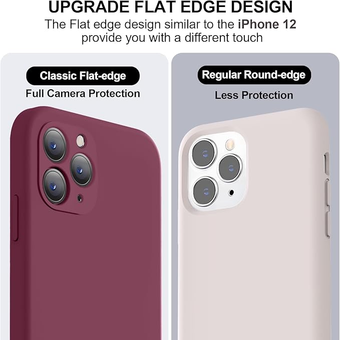 Vooii Compatible with iPhone 11 Pro Max Case, Upgraded Liquid Silicone with [Flat Edges] [Camera Protection] [Soft Anti-Scratch Microfiber Lining] Phone Case for iPhone 11 Pro Max - WineRed