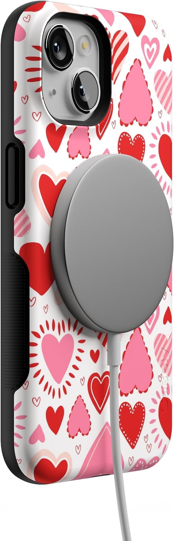 Casely iPhone 14 Case | Love Struck | Pink Heart Stickers | Compatible with MagSafe | Bold Protective Design