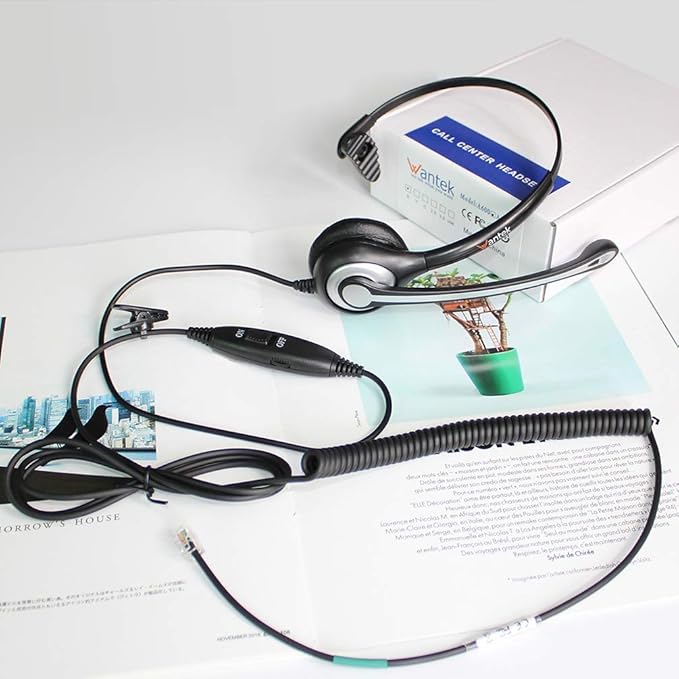 Wantek Corded Telephone Headset Mono w/Noise Canceling Mic Compatible with ShoreTel Plantronics Polycom Zultys Toshiba NEC Aspire Dterm Nortel Norstar Meridian Packet8 Landline Deskphones(F600S2)