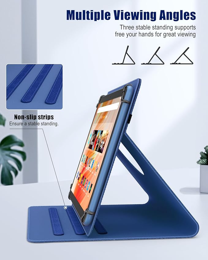 TiMOVO Universal Case for 9-11 Inch Tablet, 360 Degree Rotating Stand Protective Cover with Pen Pocket for 9 10 10.1 Inch Android Touchscreen Tablet, Bright Blue